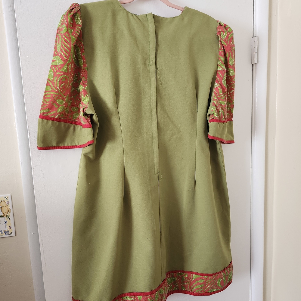 Handmade Green and Red Embroidered Mini Dress - Picture 8 of 13